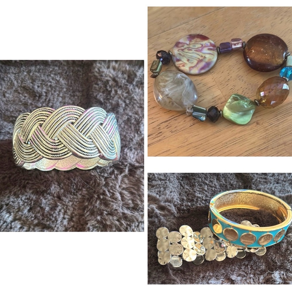 4 Elegant Gold and Silver Braided Bracelets - SET OF 4 Bracelets!!! Lot